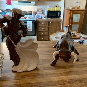 Vintage Ceramic Matador Bullfighter & Bull Figurines
